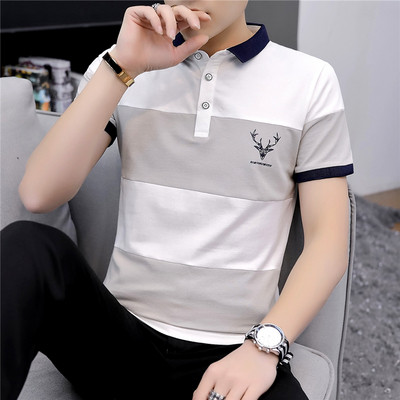 Tricou barbatesc modern in trei culori cu nasturi si aplicatie