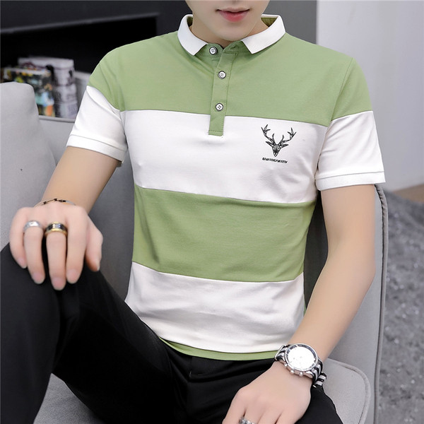 Tricou barbatesc modern in trei culori cu nasturi si aplicatie