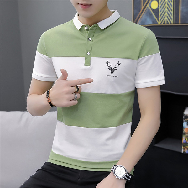 Tricou barbatesc modern in trei culori cu nasturi si aplicatie