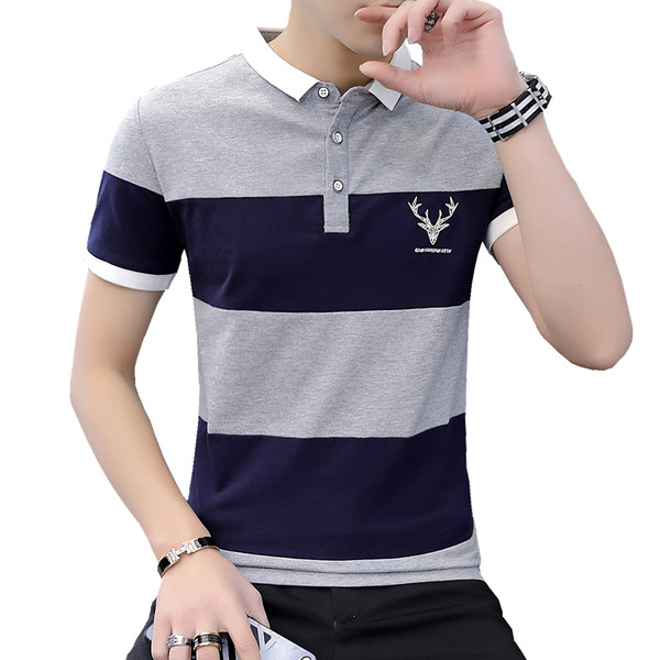 Tricou barbatesc modern in trei culori cu nasturi si aplicatie