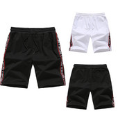 Pantaloni scurți de plajă pentru bărbați cu margini în alb și negru