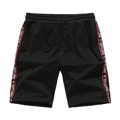 Pantaloni scurți de plajă pentru bărbați cu margini în alb și negru