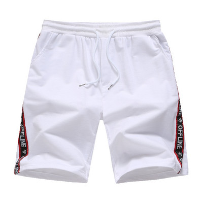 Pantaloni scurți de plajă pentru bărbați cu margini în alb și negru