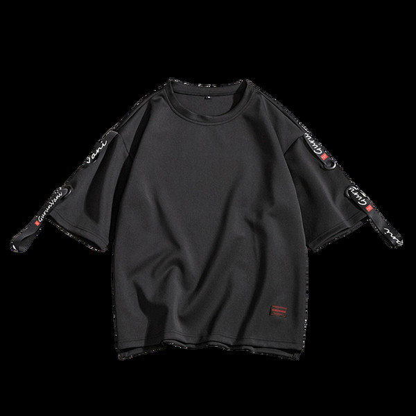 Tricou modern pentru bărbați cu mâneci 3/4 în alb și negru