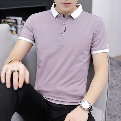 Мъжка актуална тениска в четири цвята с яка и копчета