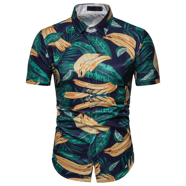 Мъжка риза с къс ръкав и апликация 