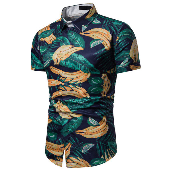 Мъжка риза с къс ръкав и апликация 