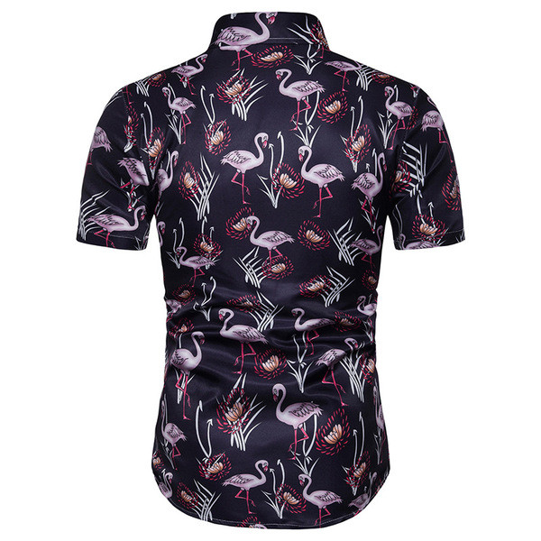 Cămașă modernă pentru bărbați, cu mâneci scurte și guler