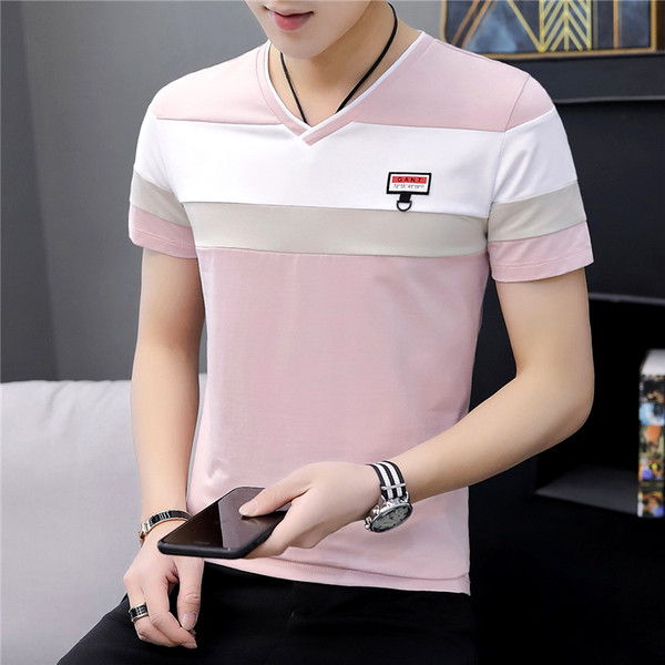 Tricou casual barbatesc in trei culori cu decolteu in V