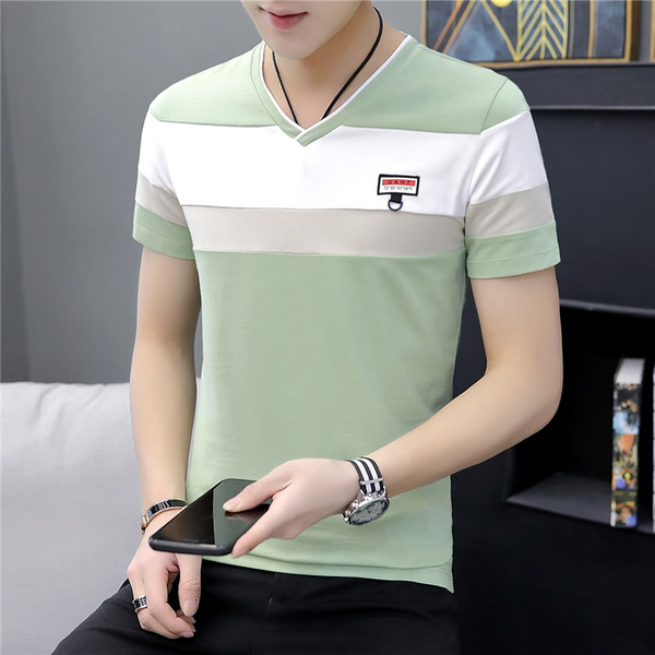 Tricou casual barbatesc in trei culori cu decolteu in V