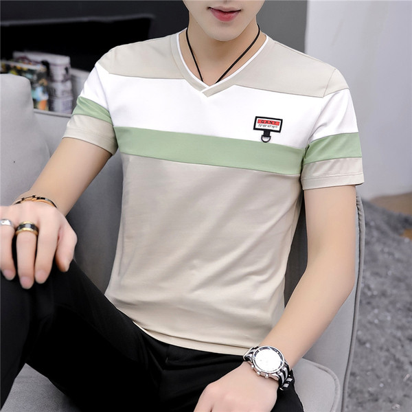 Tricou casual barbatesc in trei culori cu decolteu in V