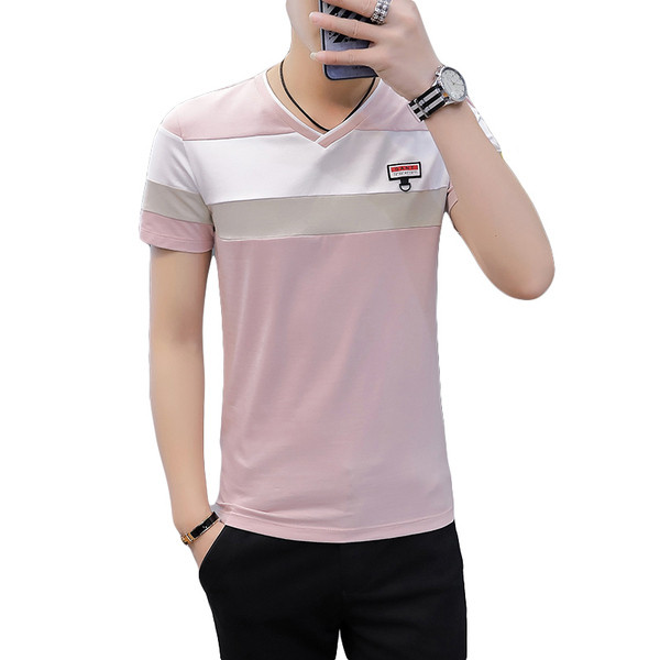 Tricou casual barbatesc in trei culori cu decolteu in V