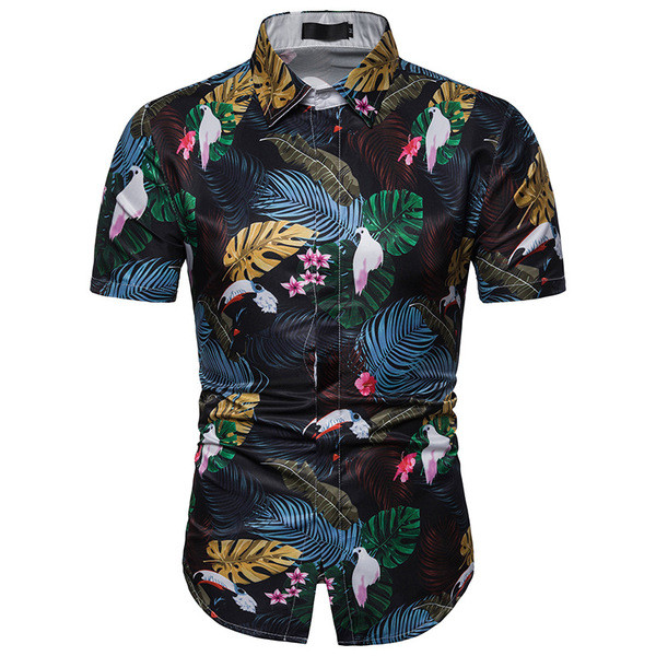 Cămașă colorată pentru bărbați cu mâneci scurte și aplicație