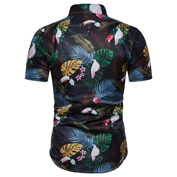 Cămașă colorată pentru bărbați cu mâneci scurte și aplicație