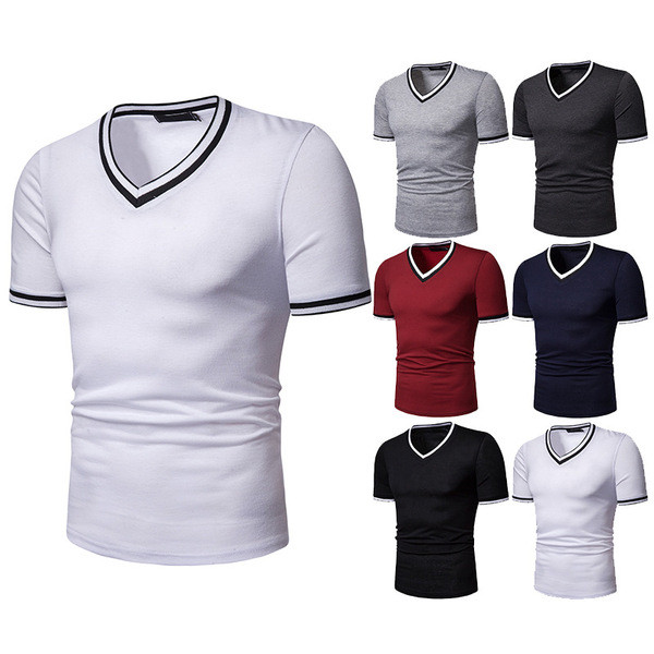 Tricou barbatesc cu decolteu in V in mai multe culori