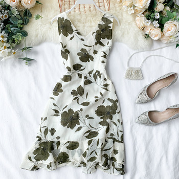 Rochie de dama cu model floral in doua culori