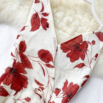 Rochie de dama cu model floral in doua culori