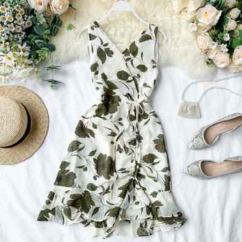 Rochie de dama cu model floral in doua culori