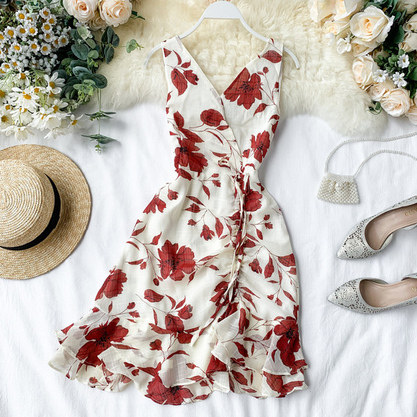 Rochie de dama cu model floral in doua culori