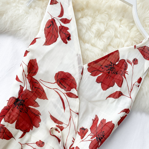 Rochie de dama cu model floral in doua culori