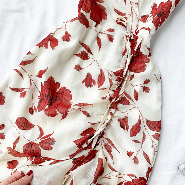 Rochie de dama cu model floral in doua culori