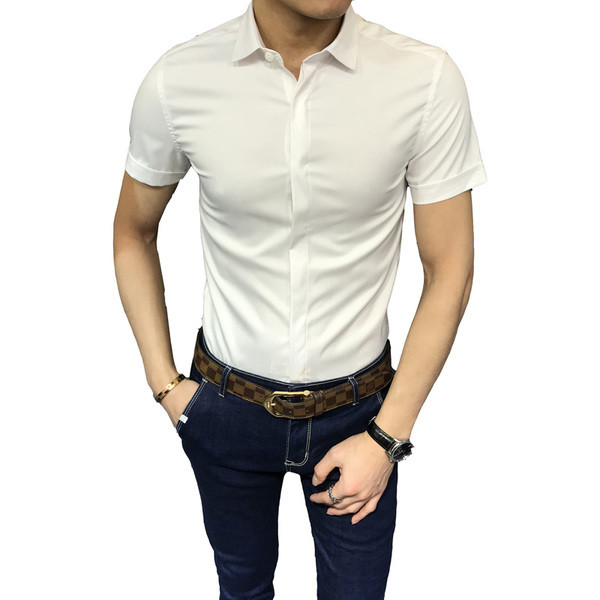 Cămașă bărbătească model uni cu mâneci scurte în două culori