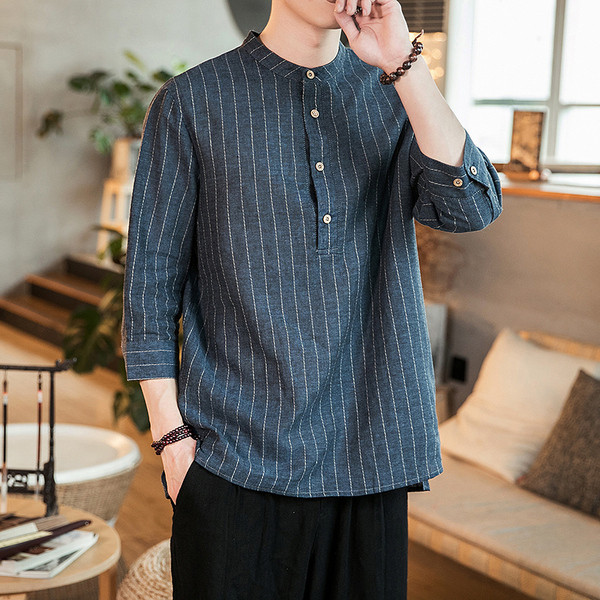 Cămașă bărbătească cu nasturi și mâneci 3/4 în două culori