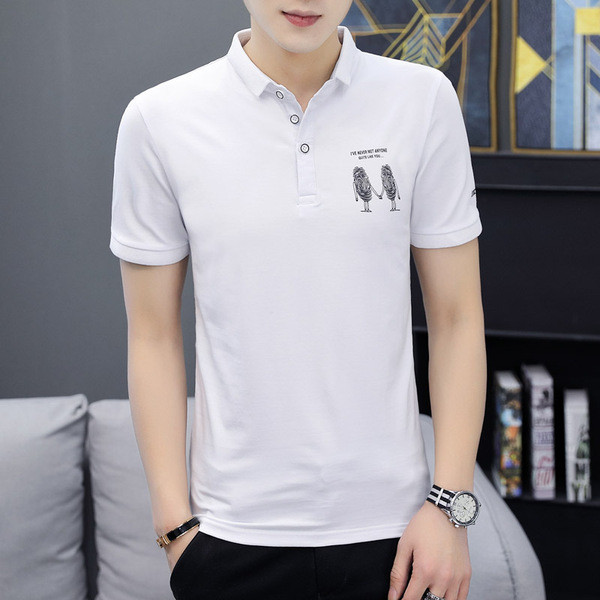 Tricou barbatesc modern model Slim cu aplicatie si nasturi