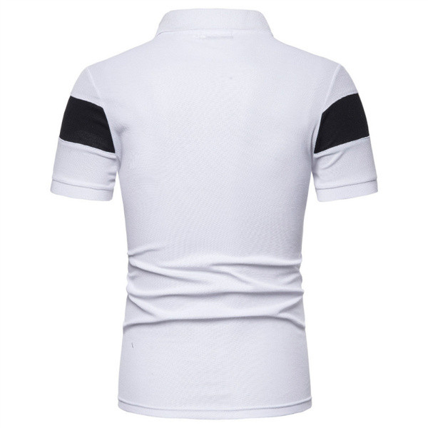 Tricou modern pentru bărbați cu guler și nasturi clasici în alb și negru