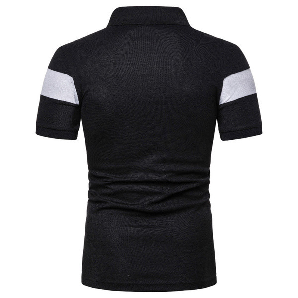 Tricou modern pentru bărbați cu guler și nasturi clasici în alb și negru