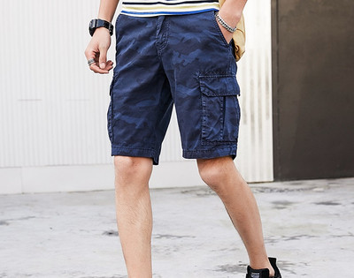 Ежедневни мъжки 3/4 панталони с джоб и камуфлажен десен