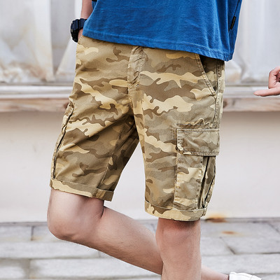 Ежедневни мъжки 3/4 панталони с джоб и камуфлажен десен