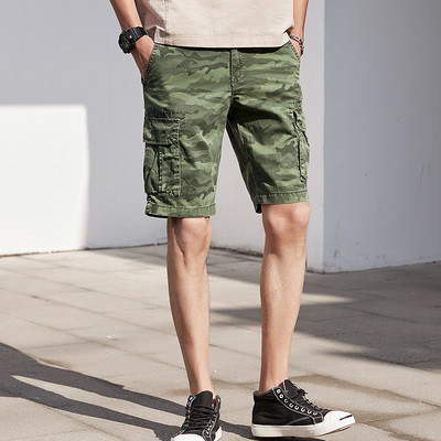 Ежедневни мъжки 3/4 панталони с джоб и камуфлажен десен