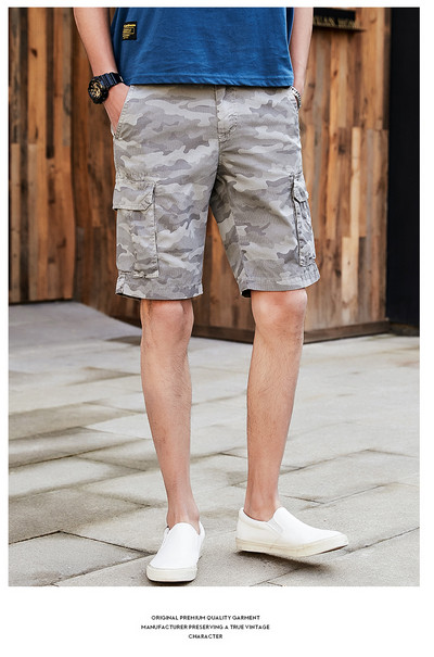 Ежедневни мъжки 3/4 панталони с джоб и камуфлажен десен