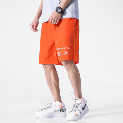 Pantaloni scurți pentru bărbați cu inscripție și talie elastică în patru culori