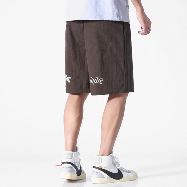 Pantaloni scurți pentru bărbați cu inscripție și talie elastică în patru culori