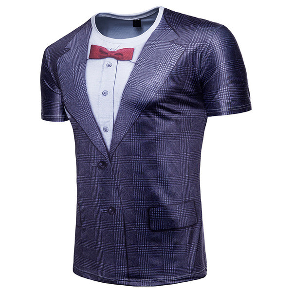 Tricou elegant pentru bărbați, cu mâneci scurte și decolteu O