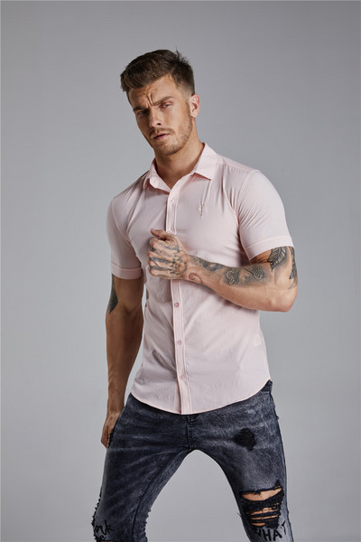 Стилна мъжка риза с класическа яка и къс ръкав в няколко цвята