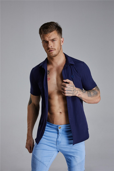 Стилна мъжка риза с класическа яка и къс ръкав в няколко цвята