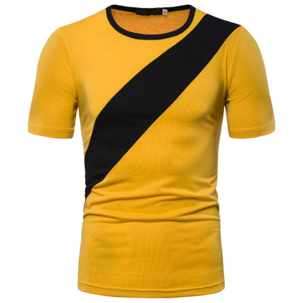 Tricou bărbătesc cu mâneci scurte în negru și galben