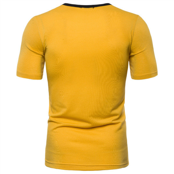 Tricou bărbătesc cu mâneci scurte în negru și galben