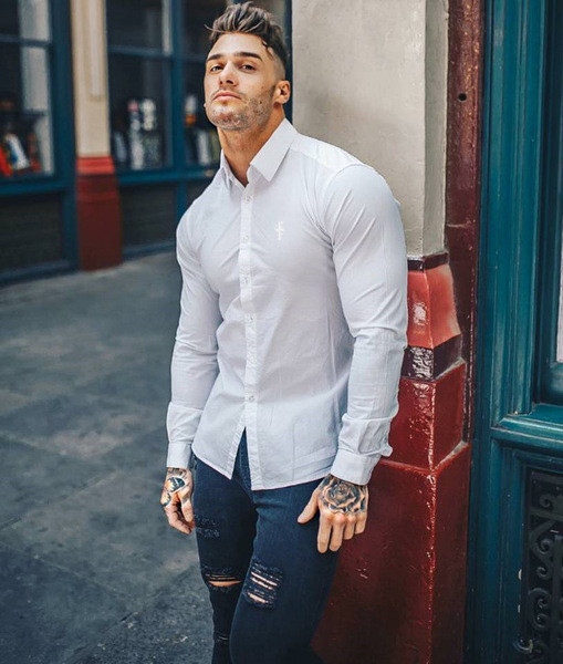Стилна мъжка риза с класическа яка и дълъг ръкав в няколко цвята
