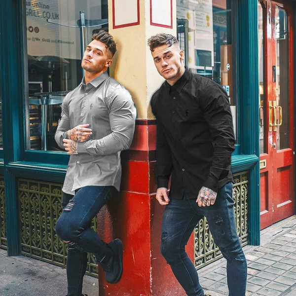 Стилна мъжка риза с класическа яка и дълъг ръкав в няколко цвята