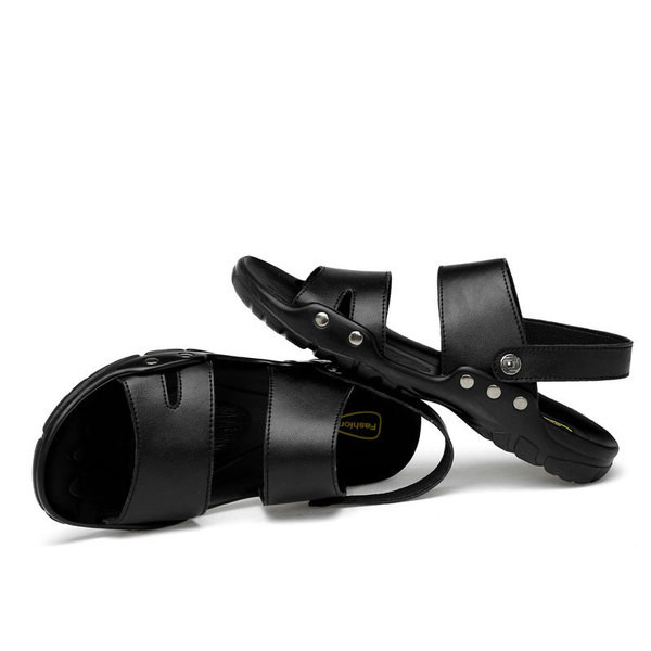 Sandale moderne pentru bărbați din piele ecologică de culoare neagră