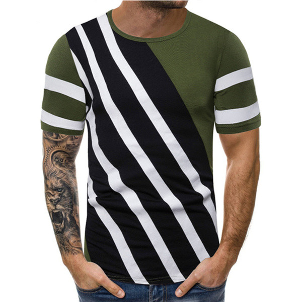 Мъжка модерна тениска с О-образно деколте в два цвята