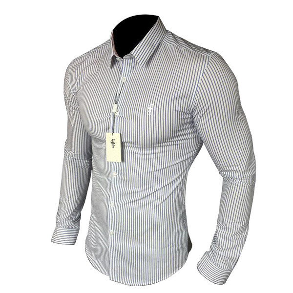Cămașă bărbătească în dungi cu guler clasic și mâneci lungi