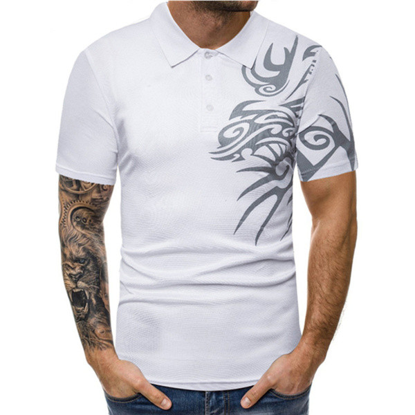 Bluză bărbătească cu mâneci scurte și guler alb-negru