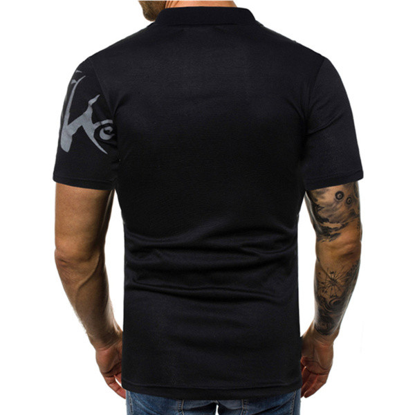 Bluză bărbătească cu mâneci scurte și guler alb-negru