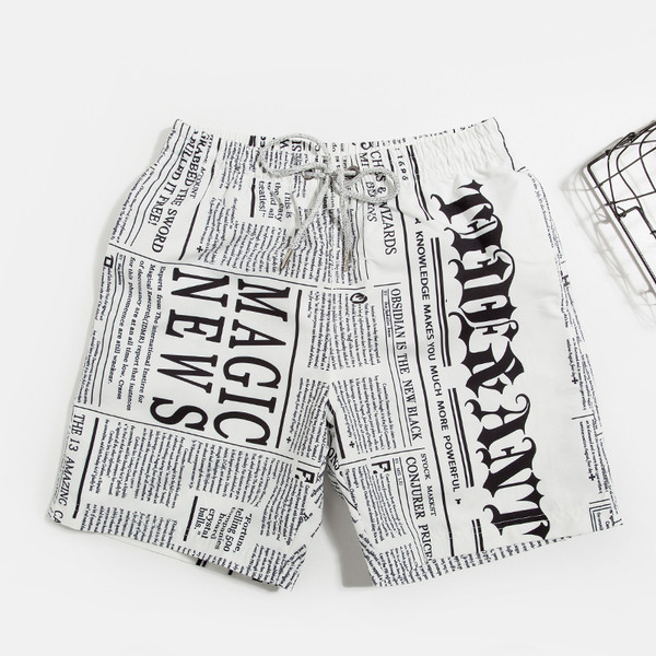 Pantaloni scurți casual pentru bărbați potriviti pentru înot cu șireturi și elastic