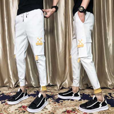 Model nou de pantaloni pentru bărbați alb-negru